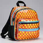**A child's backpack**: A colorful, durable child's shoulder bag with adjustable straps and reflective elements. It features multiple pockets, easy-to-use closures, and is made from safe, certified materials.